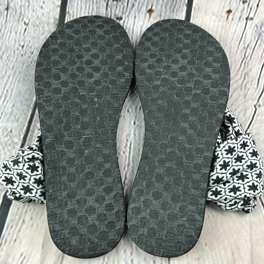 SANUK Black & White Yoga Mat Thong Sling Back Soft Cotton Sandals - Picture 17 of 17